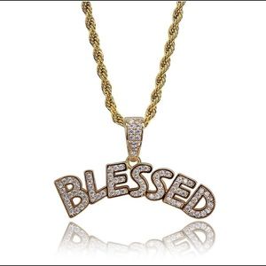 30”  18k Gold simulated diamonds Blessed Necklace